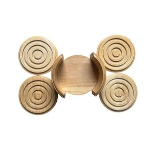 Kamenstein Wooden Coaster Set with Holder